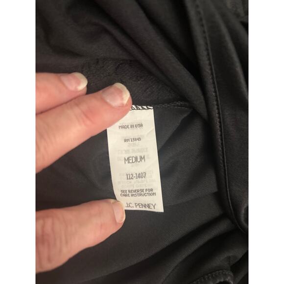 Vintage Vandemere Black Sheer Slip Dress M Lace Trim Romantic Lingerie Nightgown - Picture 8 of 9